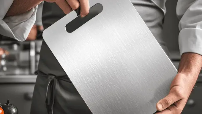 Solid titanium cutting board surface